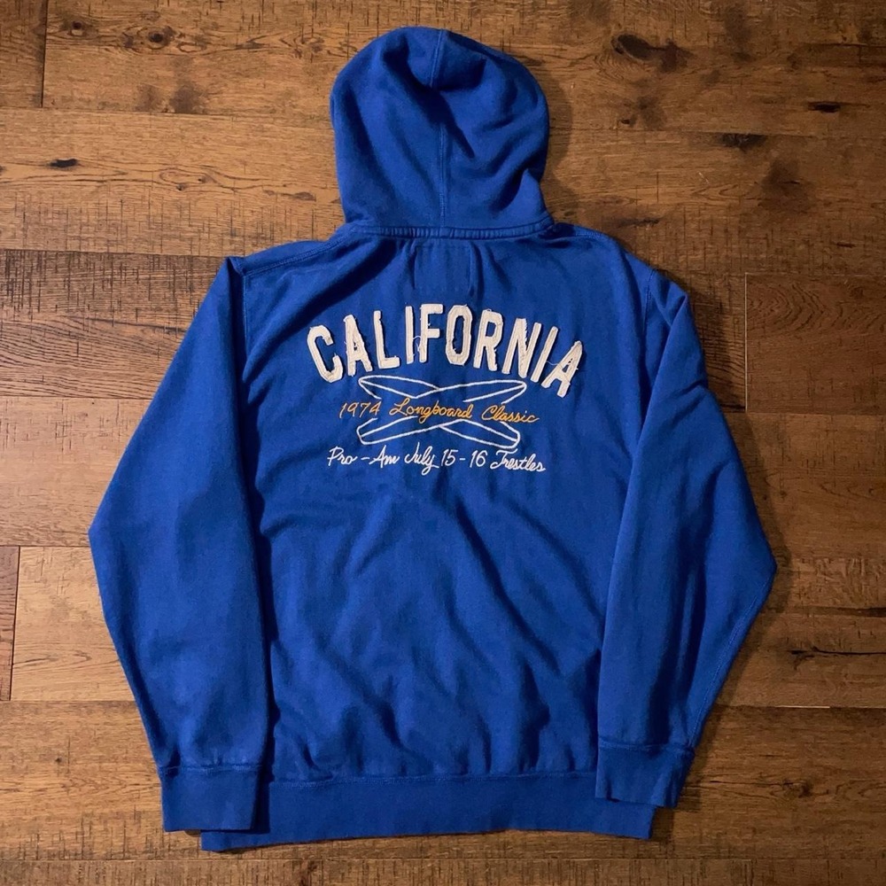 Old Navy Zip Up Hoodie Mens XXL Blue Surf Preppy California Longboard Classic